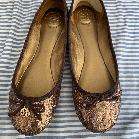 Tory Burch flats size 7.5 used glitter - Picture 1 of 10